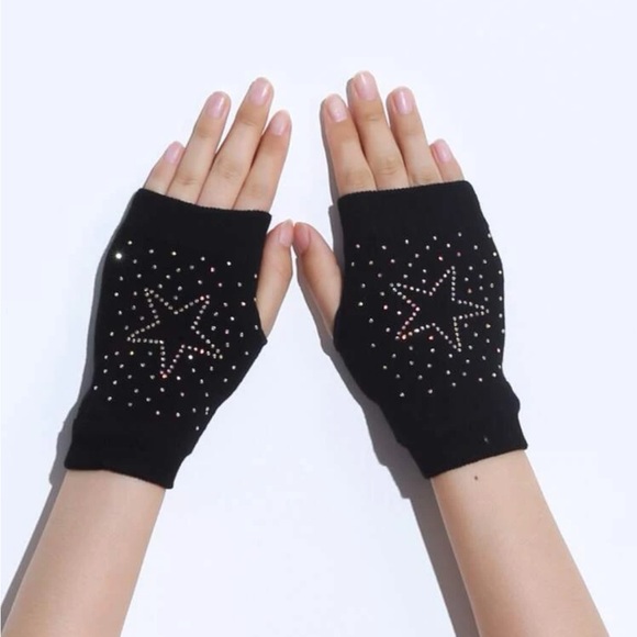 Rhinestone fingerless gloves nwt - Picture 1 of 4